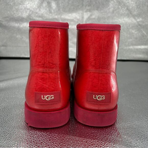 UGG Classic Clear Mini Samba Red Boots Size 8 - Picture 4 of 13